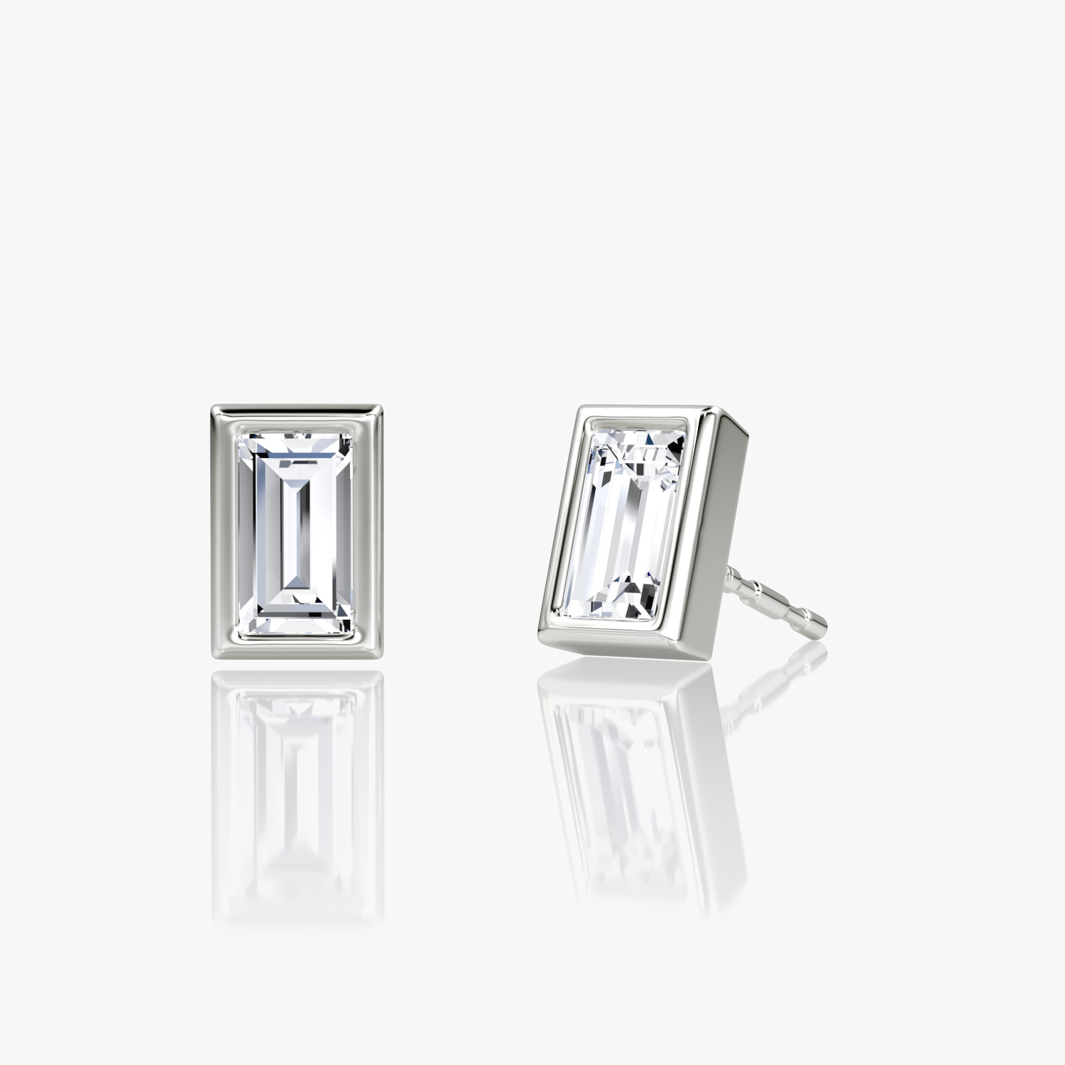 Bezel Solitaire Stud 14k White Gold Baguette Cut 1 2 Carat Created Diamond Per Stud
