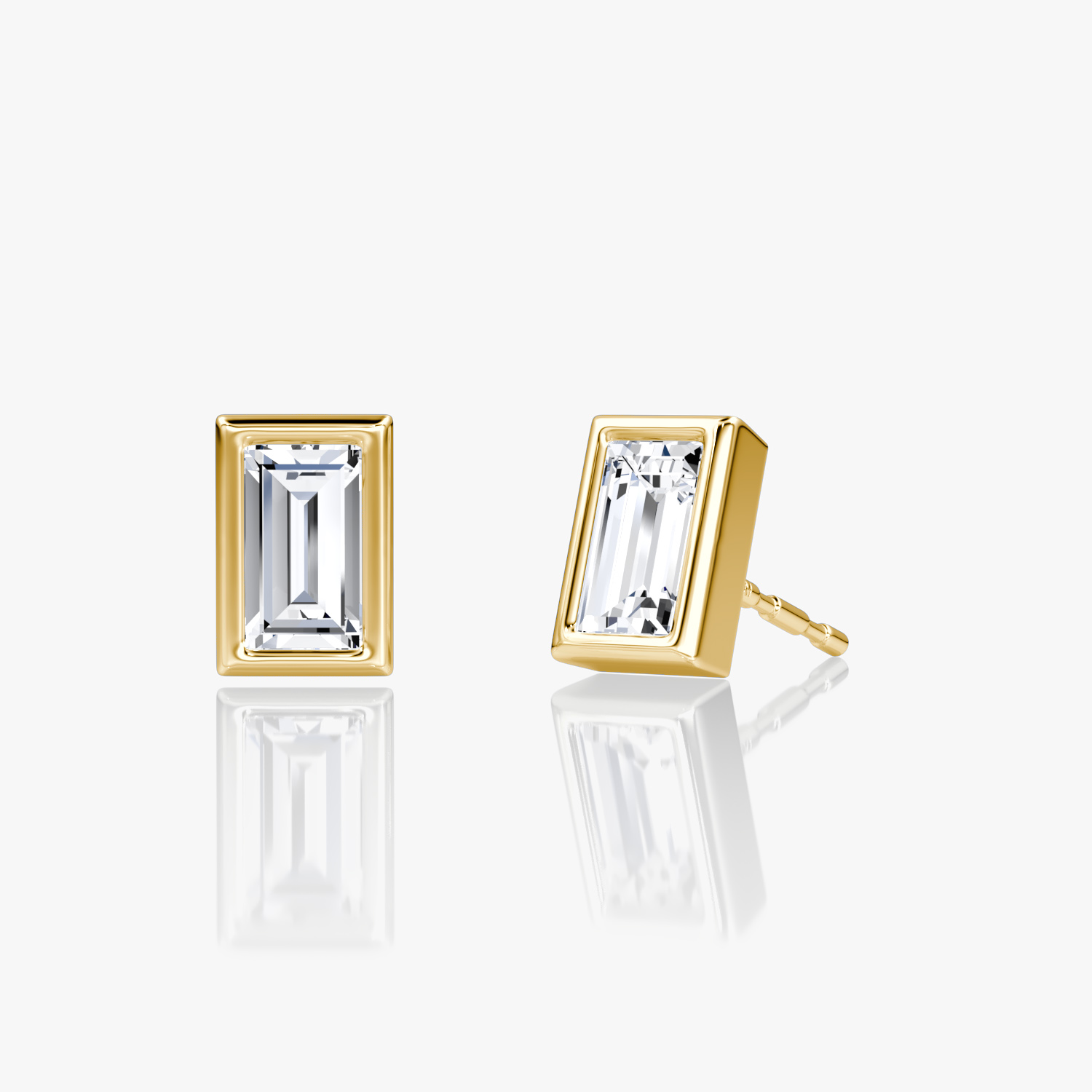 Bezel Solitaire Stud 14k Yellow Gold Baguette Cut 1 2 Carat Created Diamond Per Stud