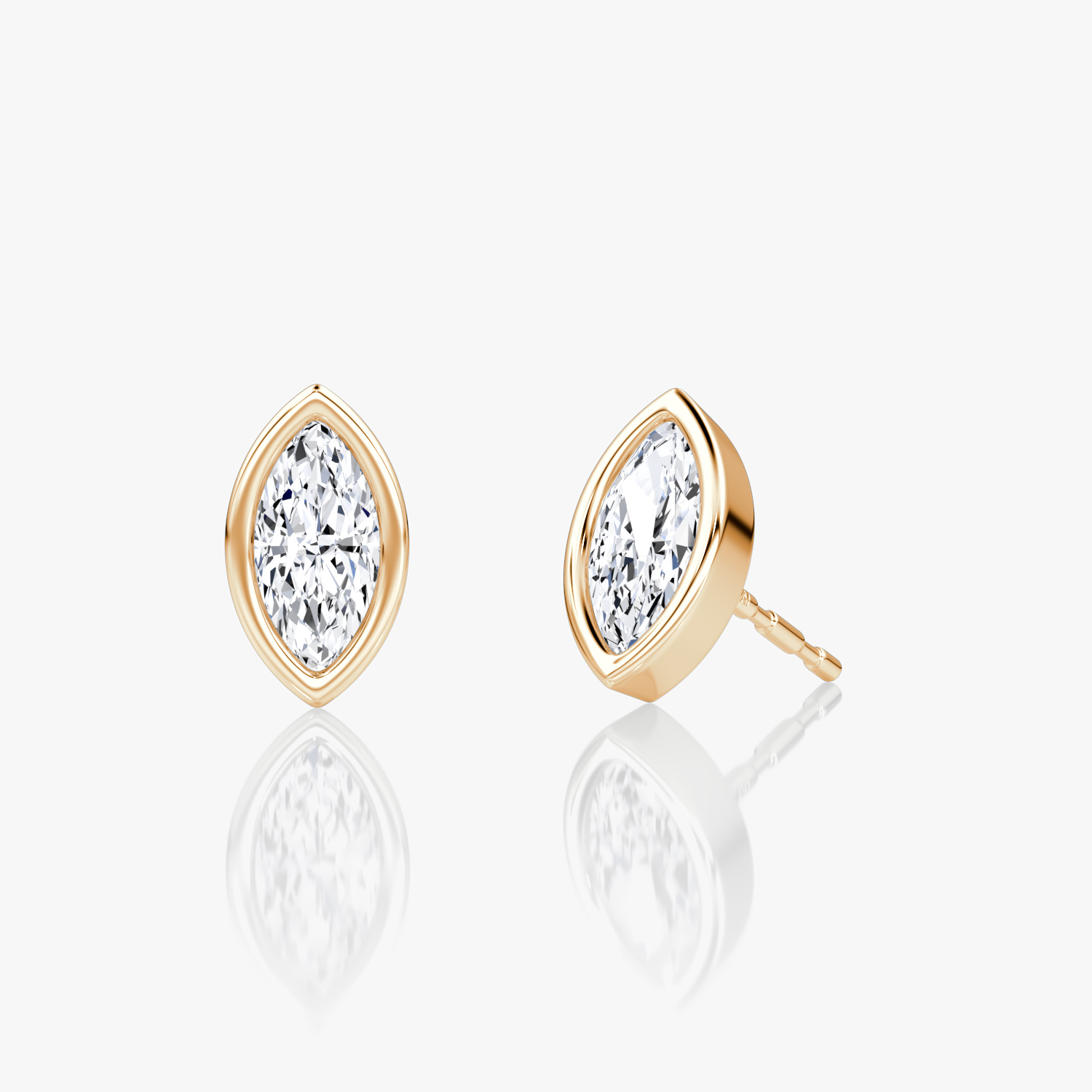 VRAI Bezel Solitaire Stud Marquise Earrings | 14k Rose Gold