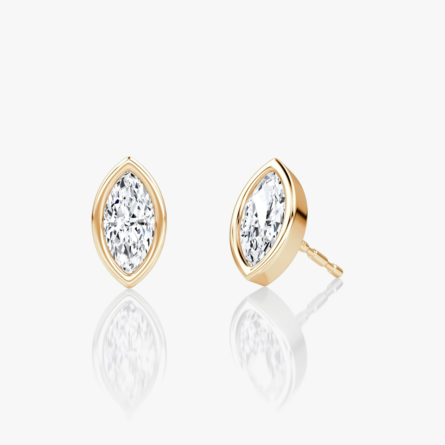 VRAI Bezel Solitaire Stud Marquise Earrings | 14k Rose Gold