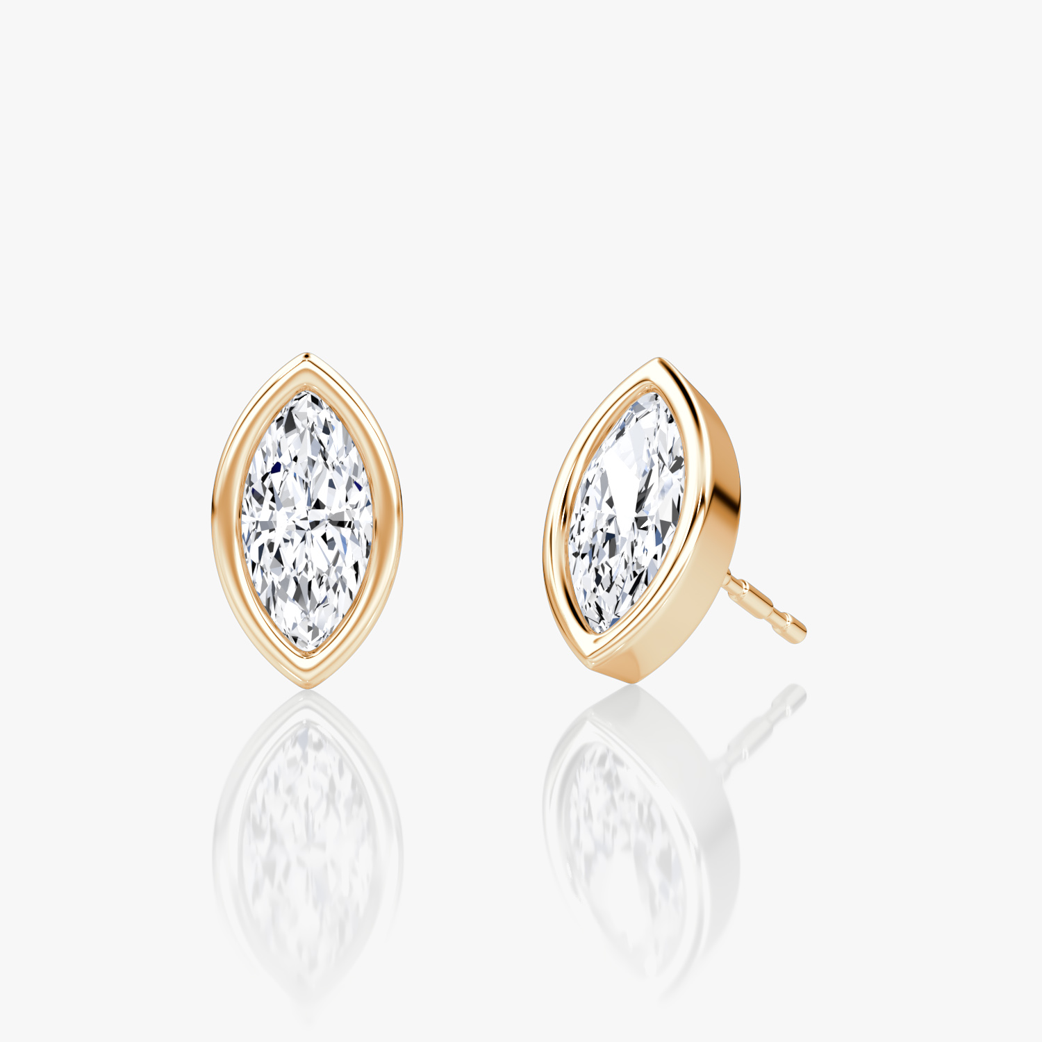 Bezel Solitaire Stud 14k Rose Gold Marquise Cut 1 4 Carat Created Diamond Per Stud