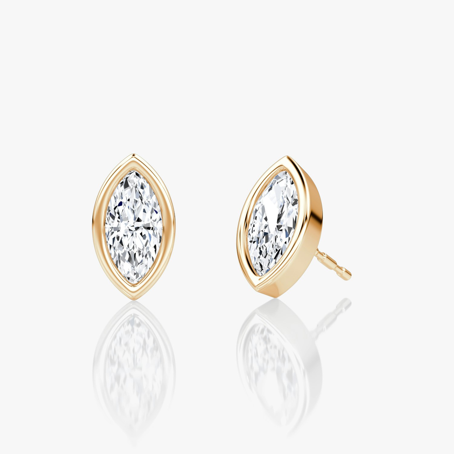 VRAI Bezel Solitaire Stud Marquise Earrings | 14k Rose Gold