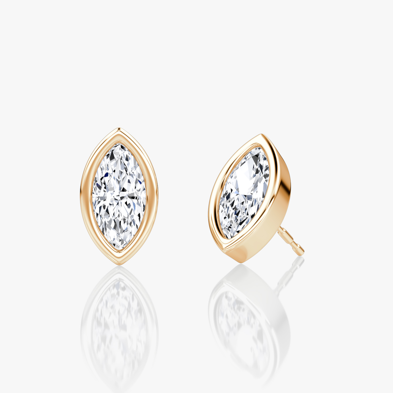 VRAI Bezel Solitaire Stud Marquise Earrings | 14k Rose Gold