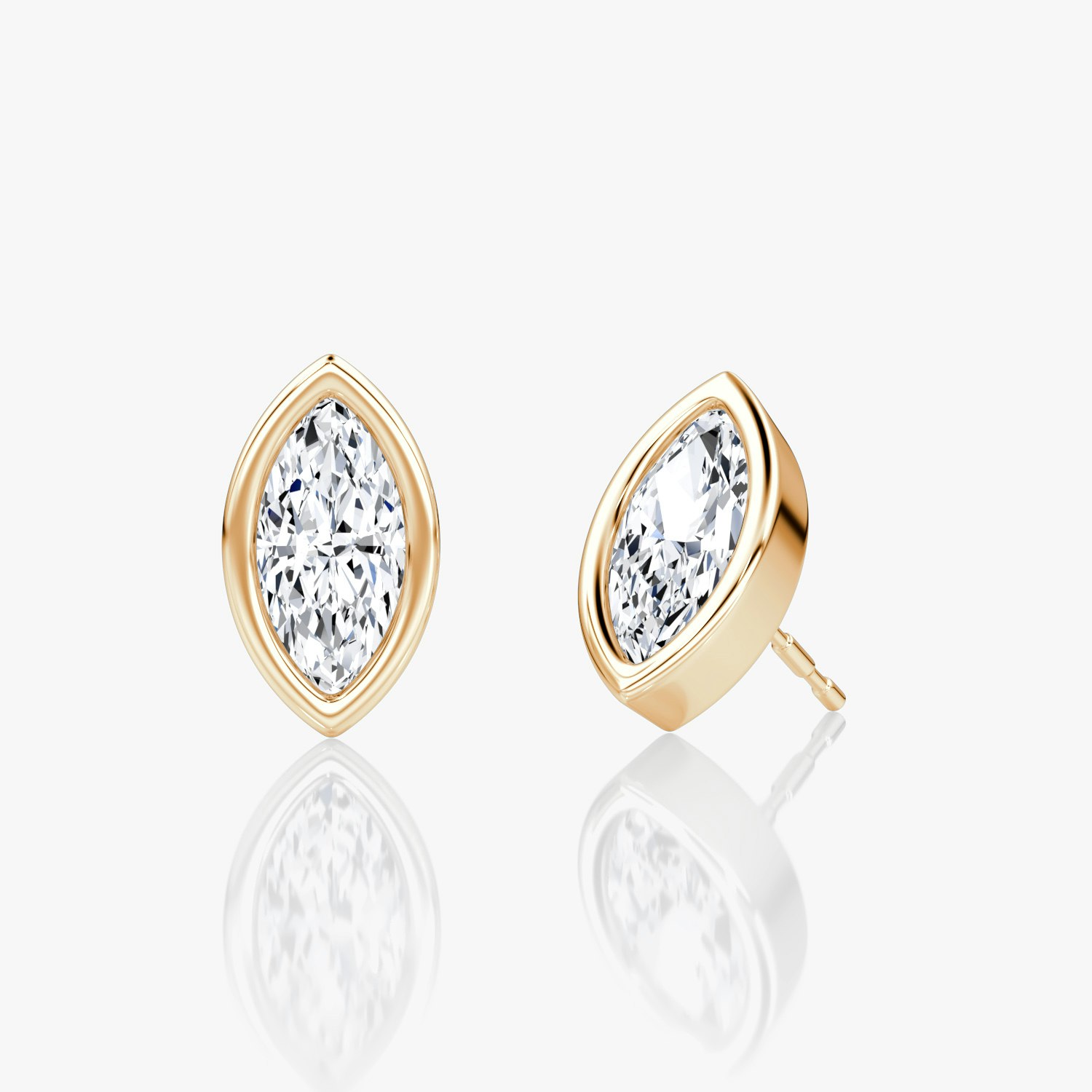 VRAI Bezel Solitaire Stud Marquise Earrings | 14k Rose Gold