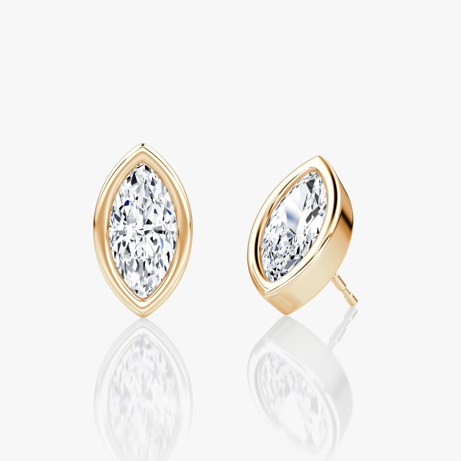 VRAI Bezel Solitaire Stud Marquise Earrings | 14k Rose Gold