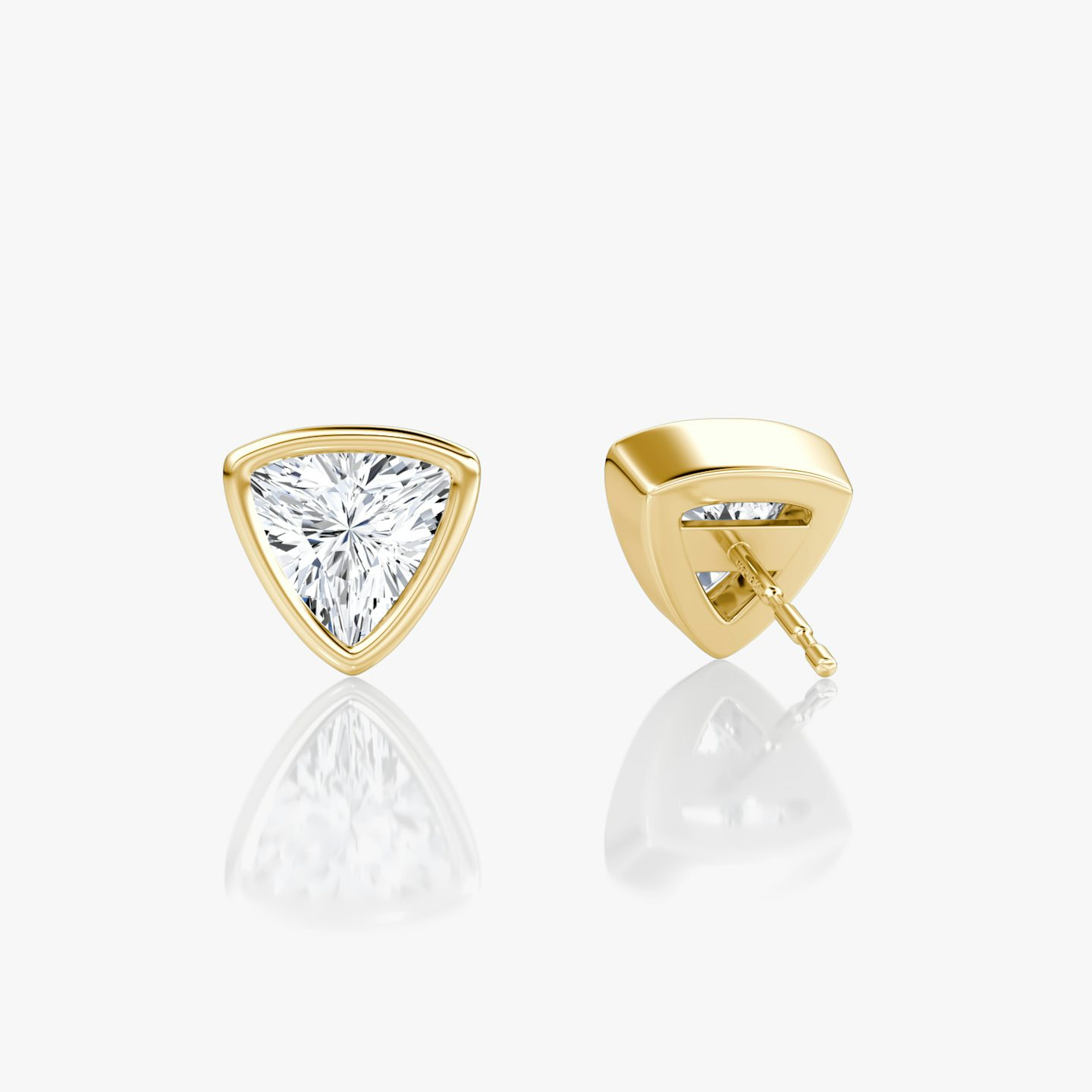 Bezel Solitaire Stud | Trillion | 14k | 18k Yellow Gold | Carat weight: See full inventory