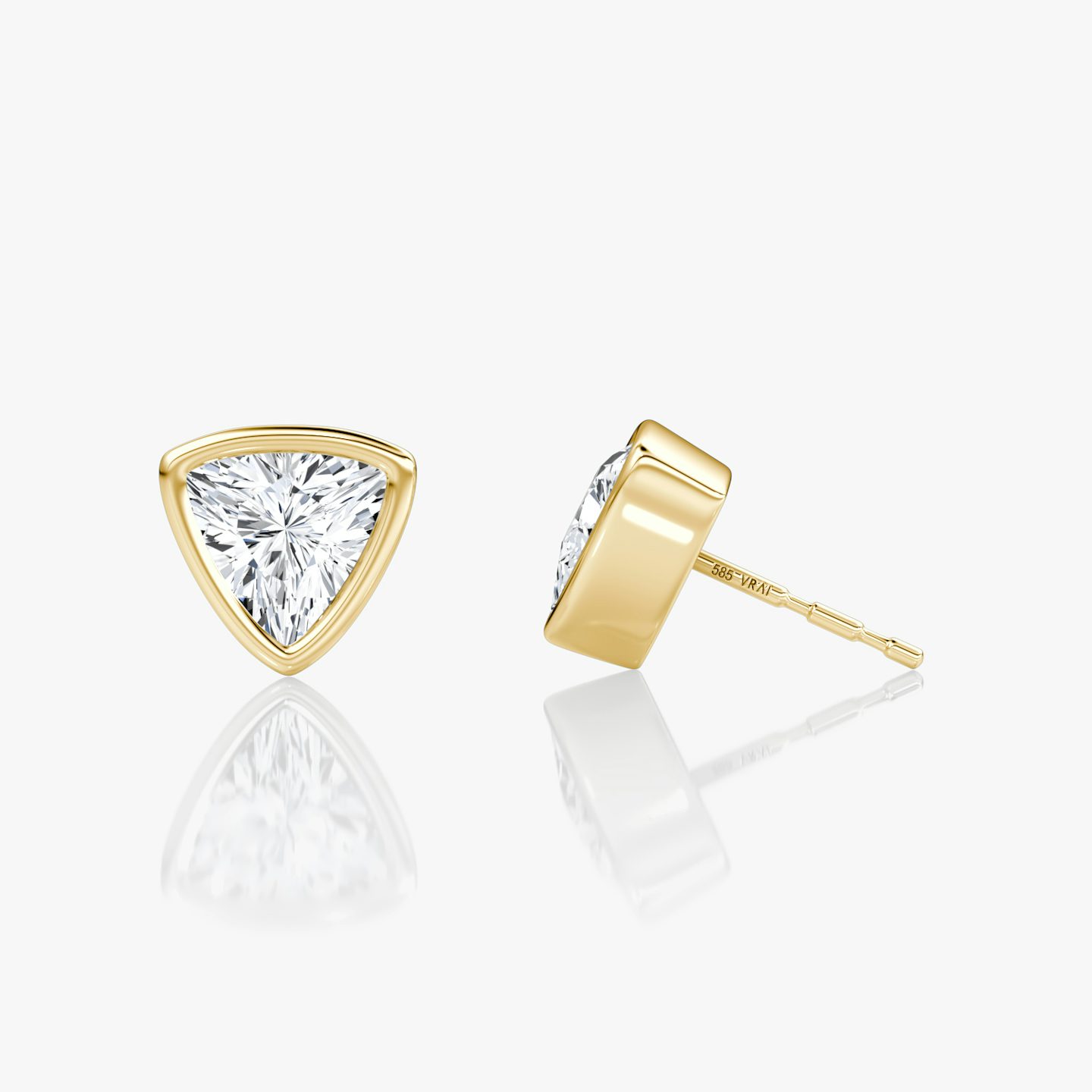 Bezel Solitaire Stud | Trillion | 14k | 18k Yellow Gold | Carat weight: See full inventory