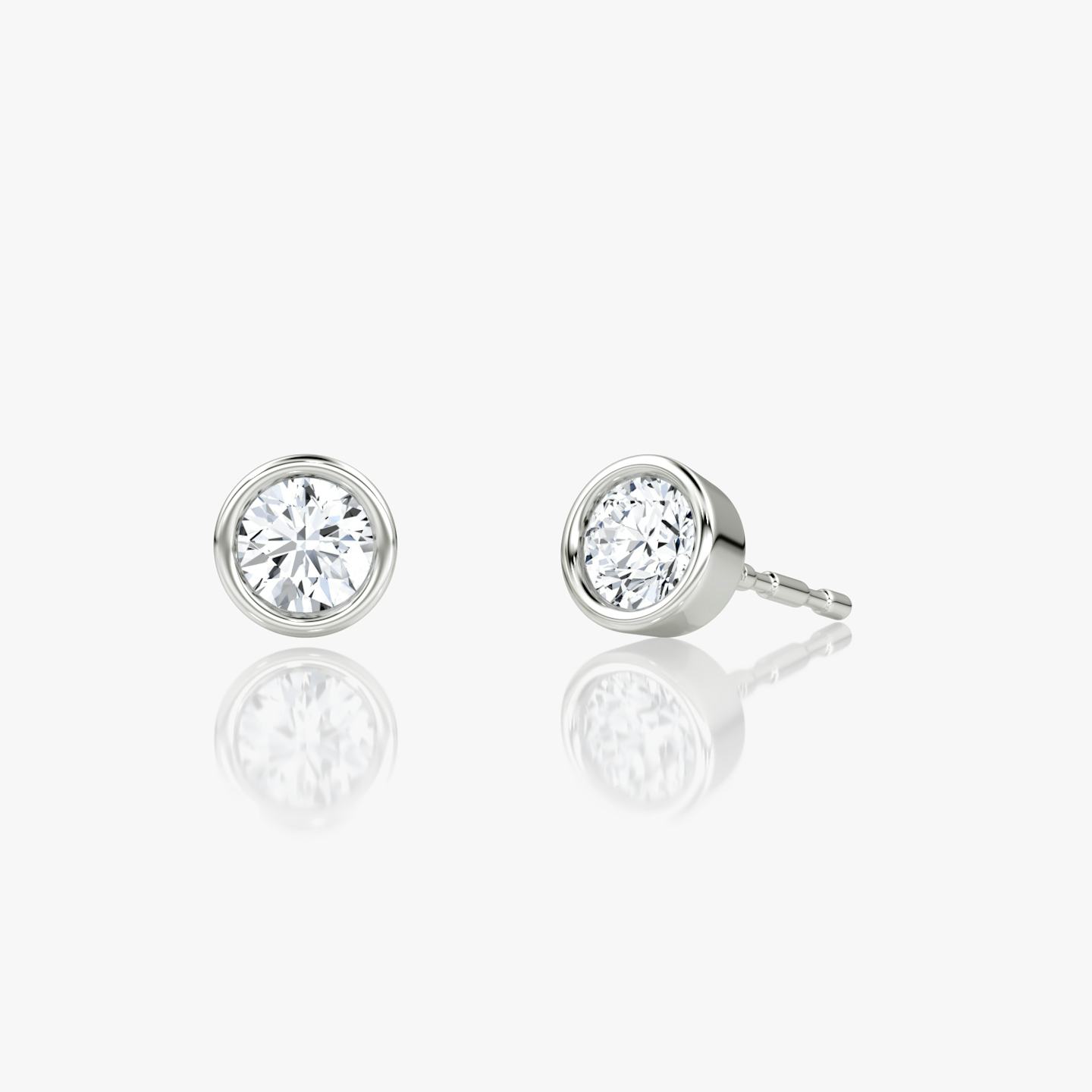 Bezel Solitaire Stud | Round Brilliant | Sterling Silver | Carat weight: 1/10