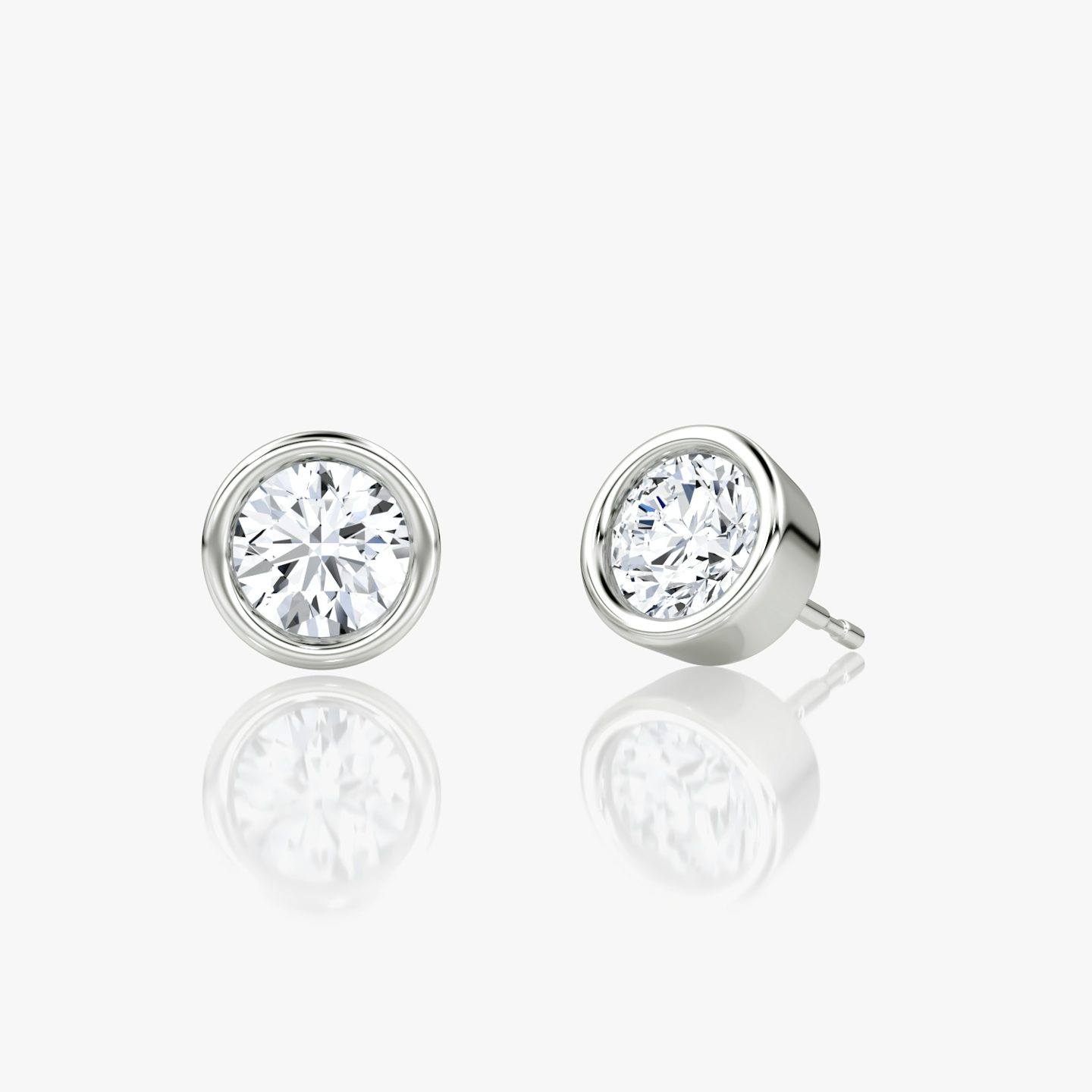 Bezel Solitaire Stud | Round Brilliant | Sterling Silver | Carat weight: 1/2