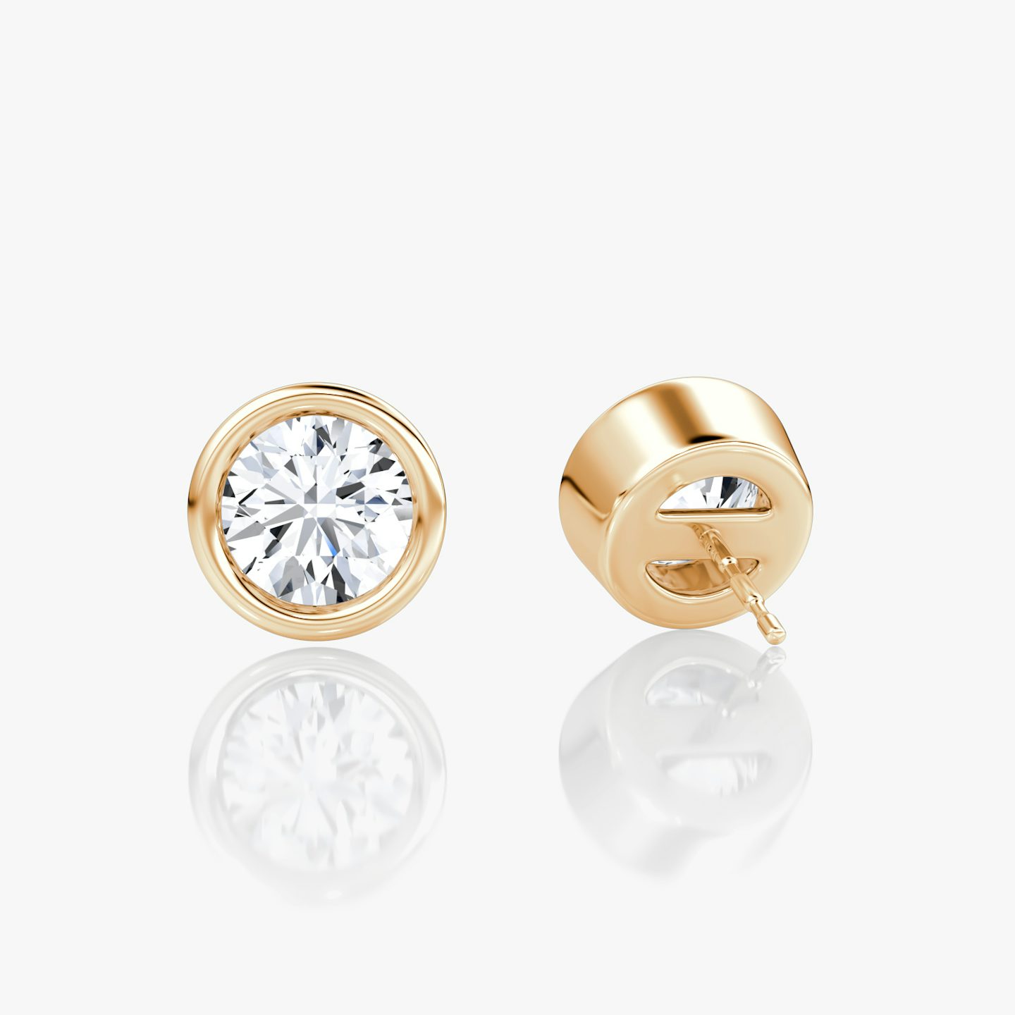Bezel Solitaire Stud | Round Brilliant | 14k | 14k Rose Gold | Carat weight: See full inventory
