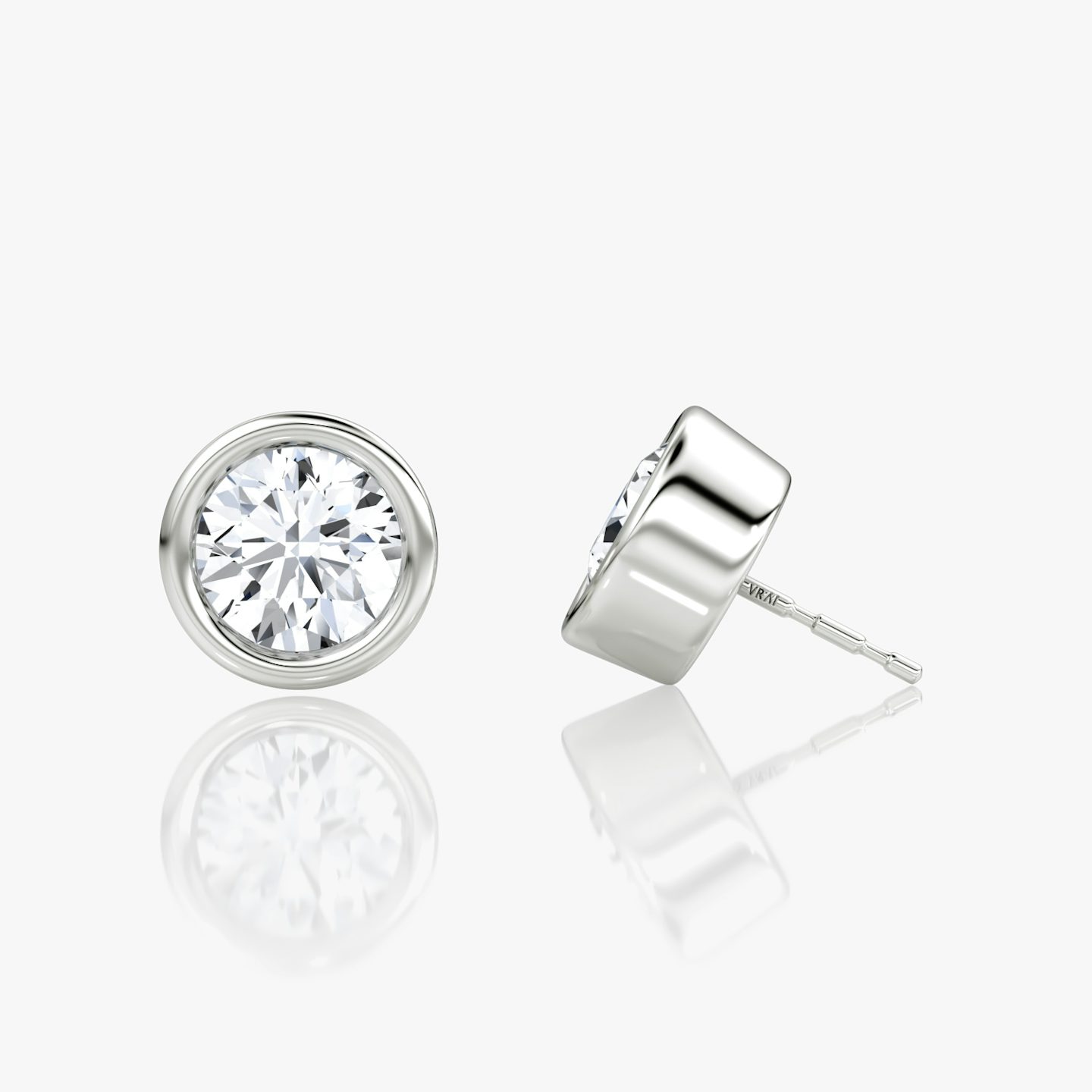 Bezel Solitaire Stud | Round Brilliant | 14k | 18k White Gold | Carat weight: See full inventory