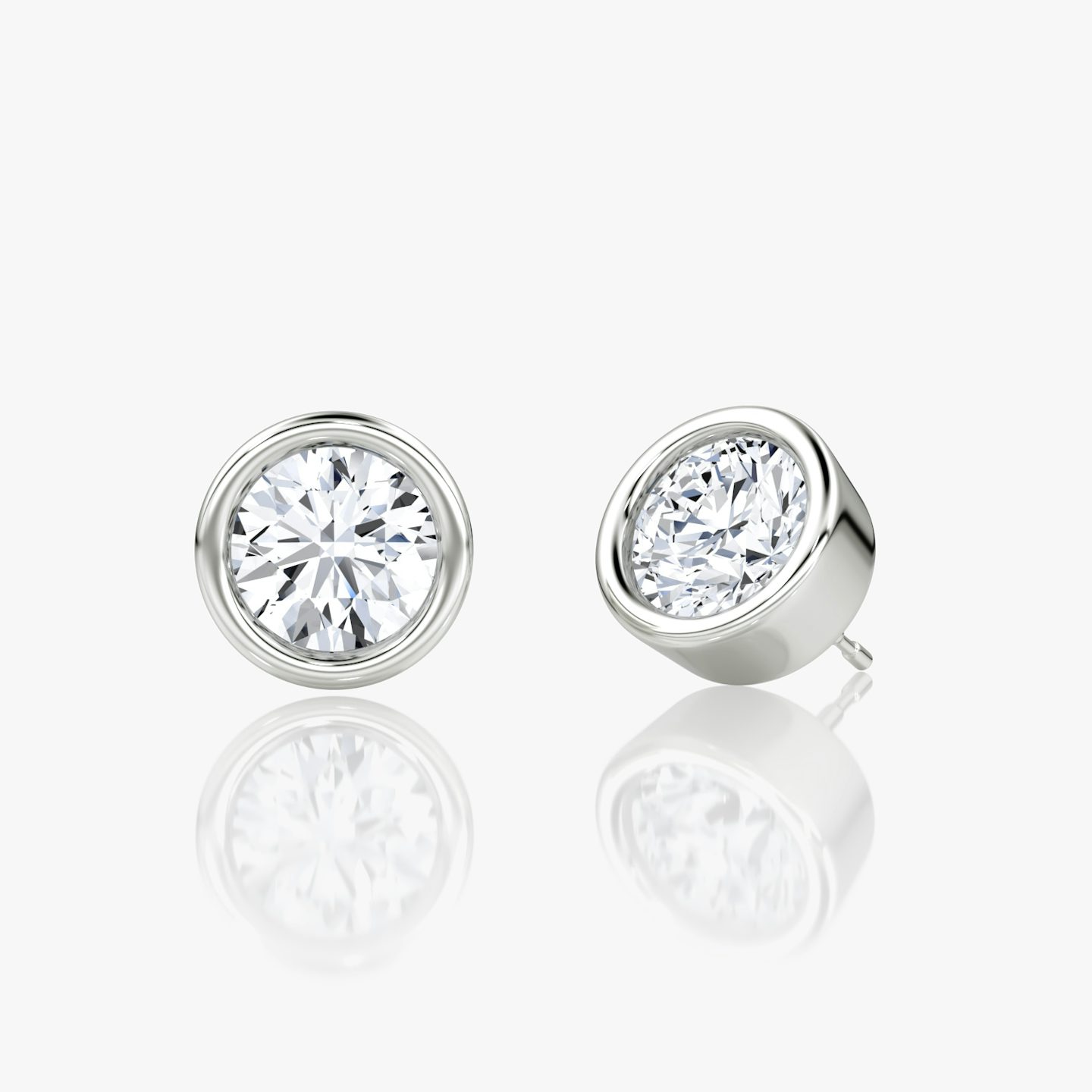 Bezel Solitaire Stud | Round Brilliant | 14k | 18k White Gold | Carat weight: See full inventory