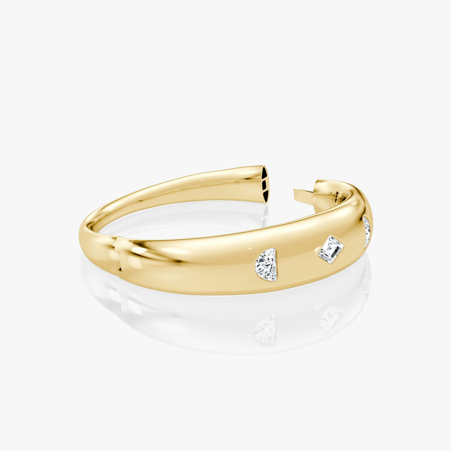 Dome Cuff Bracelet | Lozenge + Kite | 14k | 18k Yellow Gold | Wrist size: Large