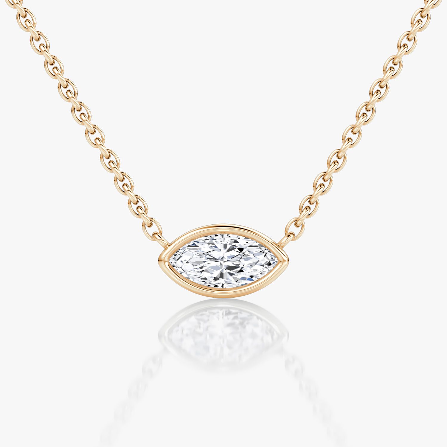 VRAI Bezel Solitaire Marquise Necklaces | 14k Rose Gold