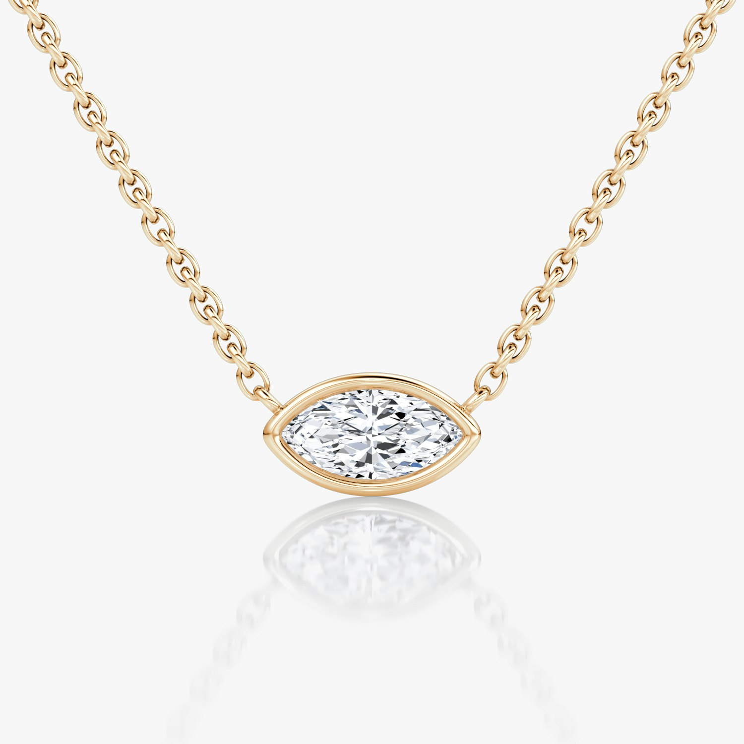 VRAI Bezel Solitaire Marquise Necklaces | 14k Rose Gold