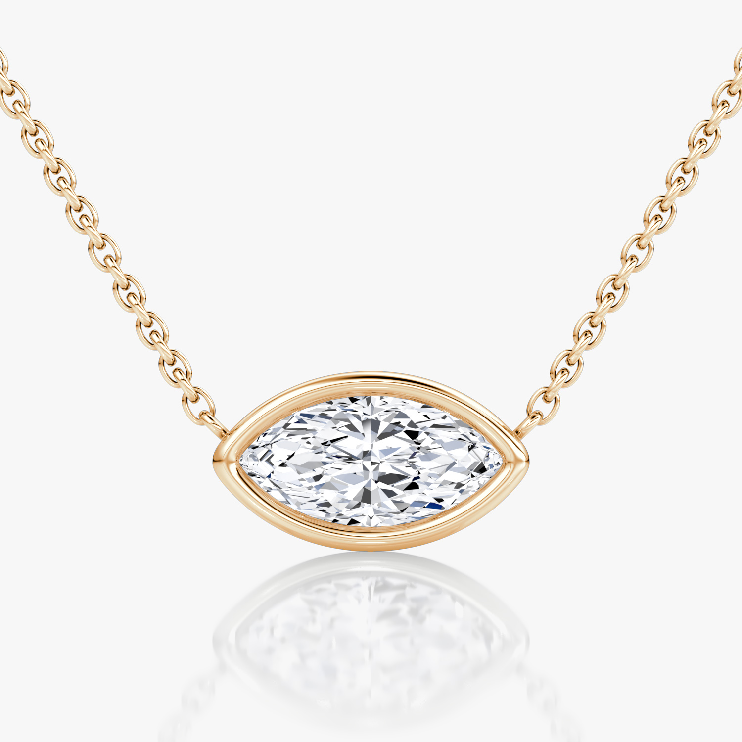 VRAI Bezel Solitaire Marquise Necklaces | 14k Rose Gold