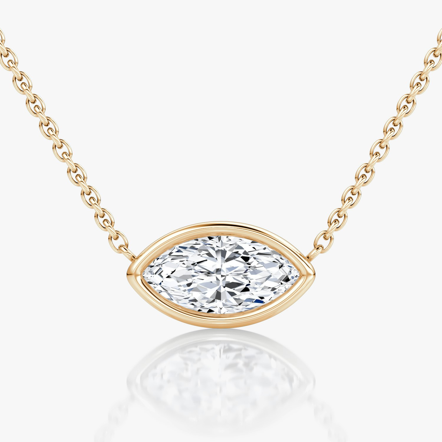 VRAI Bezel Solitaire Marquise Necklaces | 14k Rose Gold