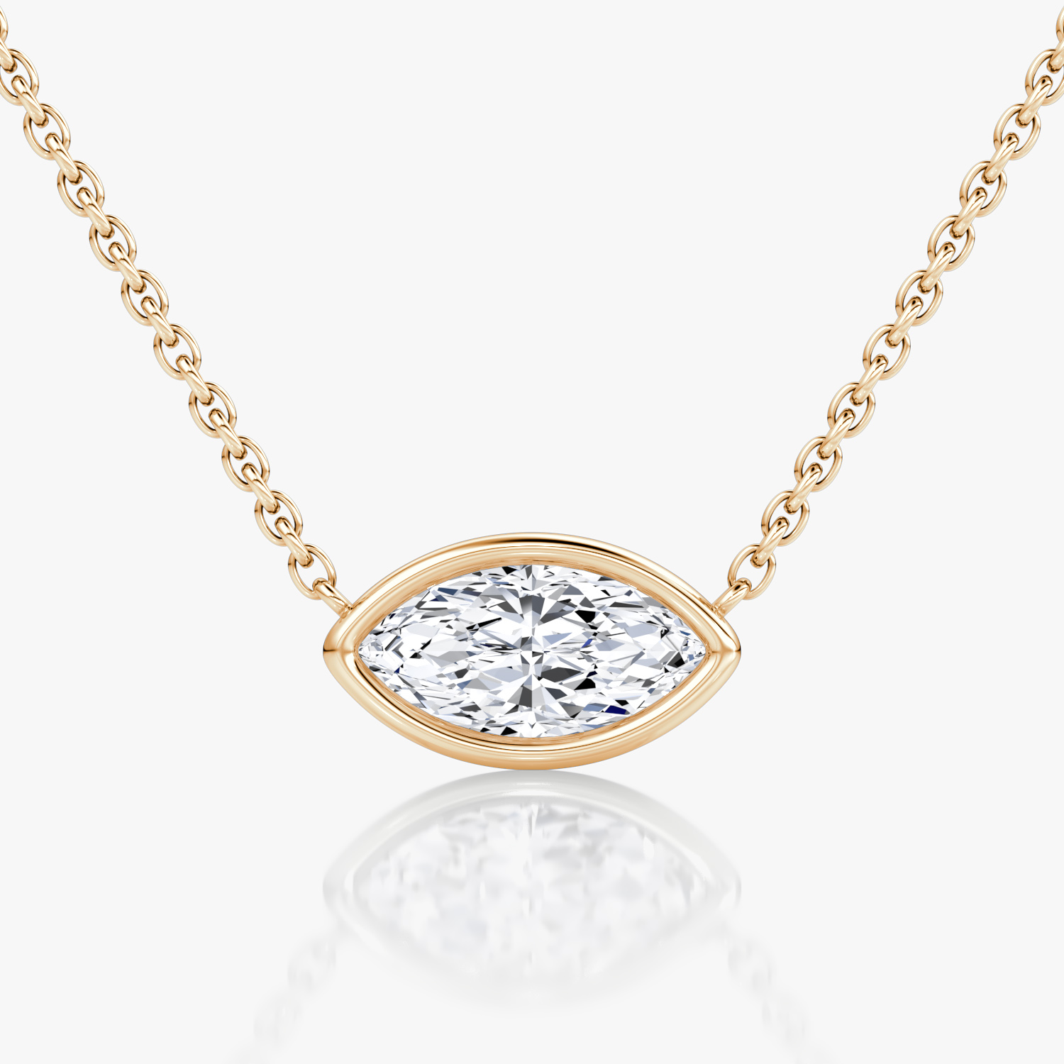 VRAI Bezel Solitaire Marquise Necklaces | 14k Rose Gold