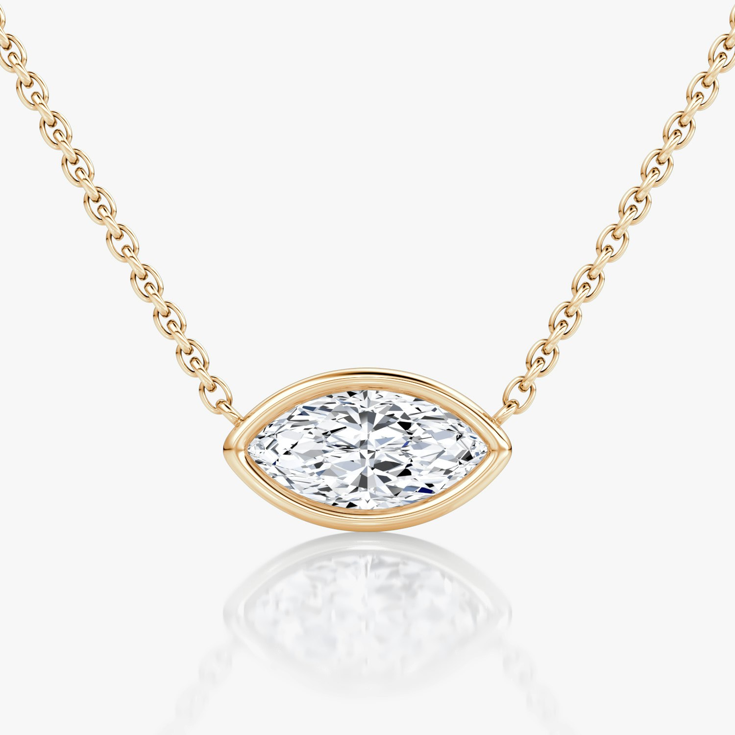 VRAI Bezel Solitaire Marquise Necklaces | 14k Rose Gold