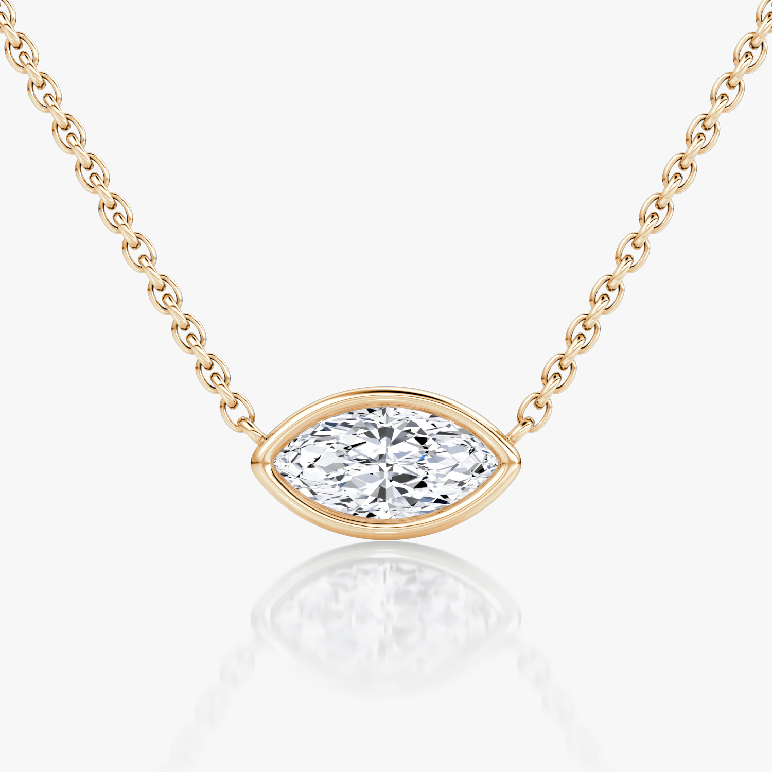 VRAI Bezel Solitaire Marquise Necklaces | 14k Rose Gold
