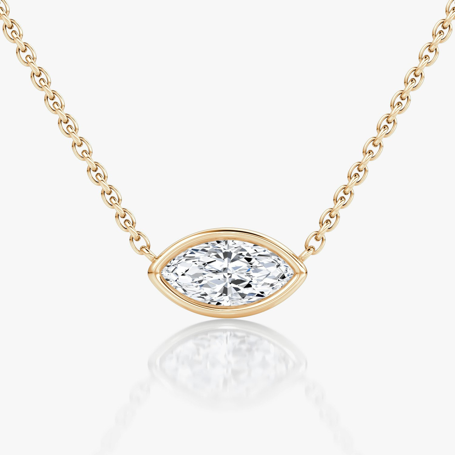 VRAI Bezel Solitaire Marquise Necklaces | 14k Rose Gold