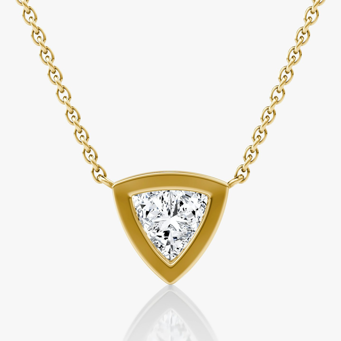 Bezel Solitaire Necklace | Trillion | 14k | 18k Yellow Gold | Carat weight: See full inventory