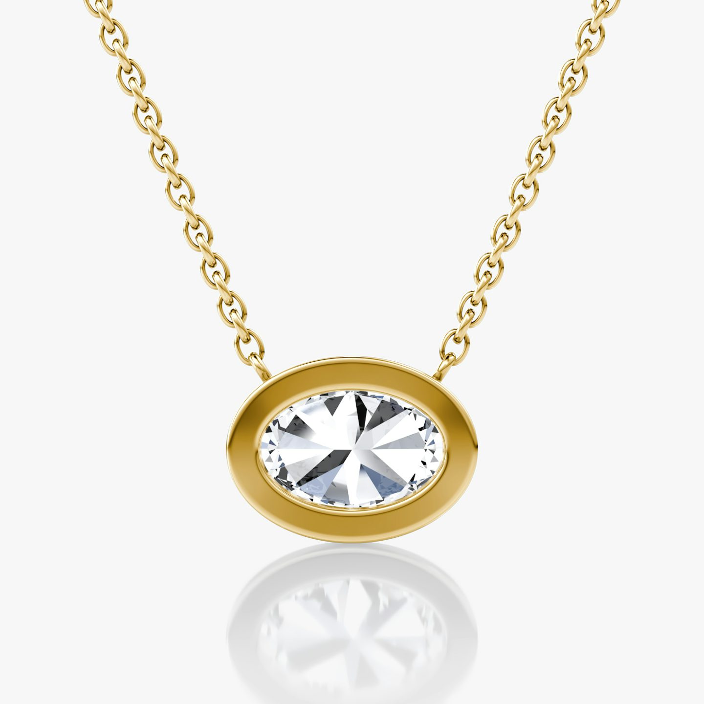 Bezel Solitaire Necklace | Oval | 14k | 18k Yellow Gold | Carat weight: 1