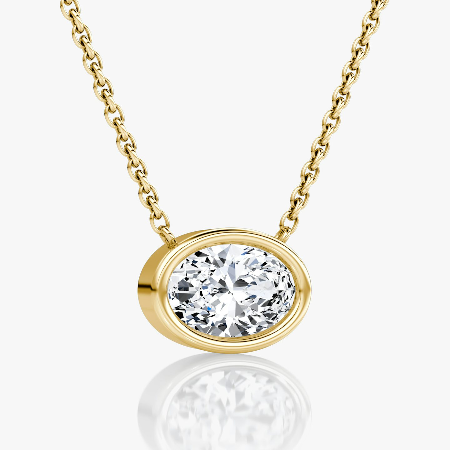 Bezel Solitaire Necklace | Oval | 14k | 18k Yellow Gold | Carat weight: See full inventory