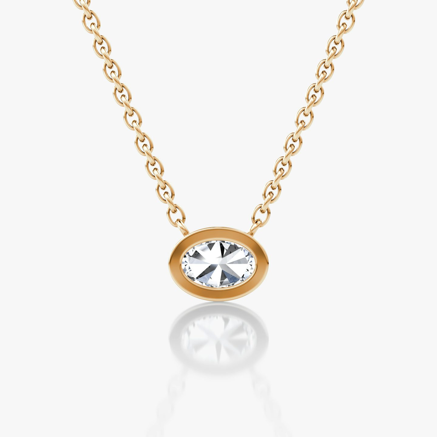 Bezel Solitaire Necklace | Oval | 14k | 14k Rose Gold | Carat weight: 1/4
