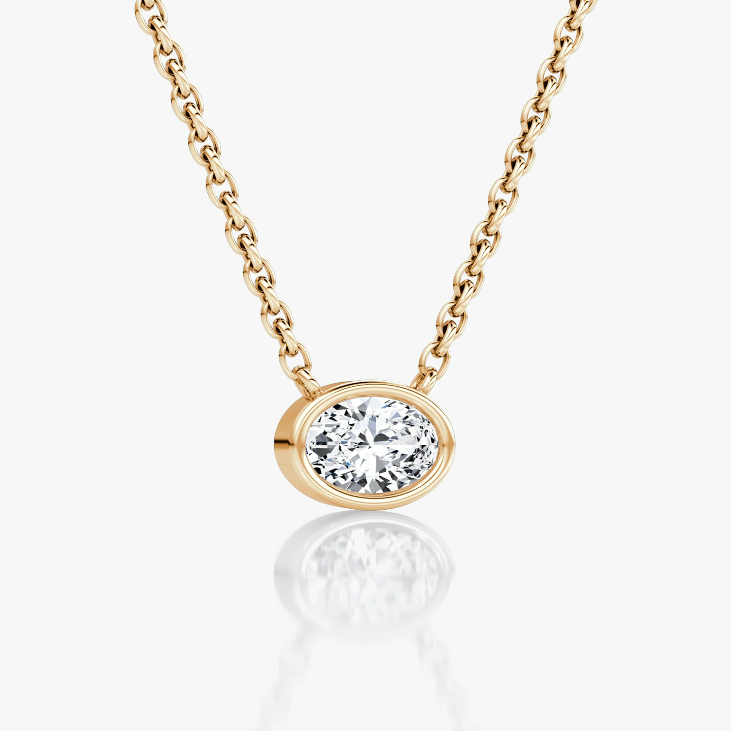 Bezel Solitaire Necklace | Oval | 14k | 14k Rose Gold | Carat weight: 1/4
