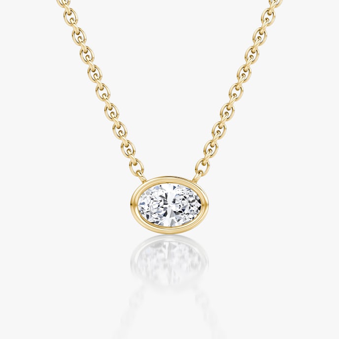 Bezel Solitaire NecklaceOval | Yellow Gold