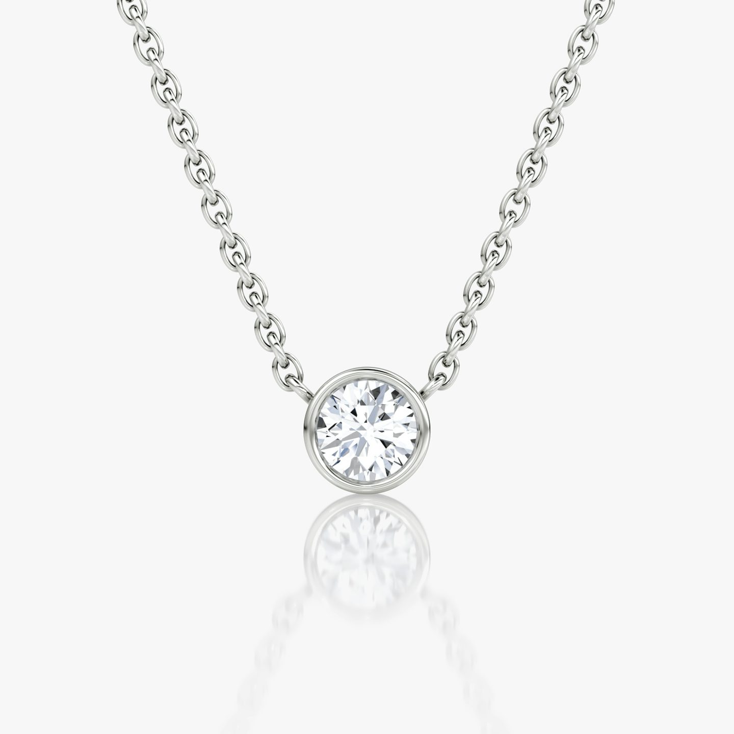 Bezel Solitaire Necklace | Round Brilliant | Sterling Silver | Carat weight: 1/10