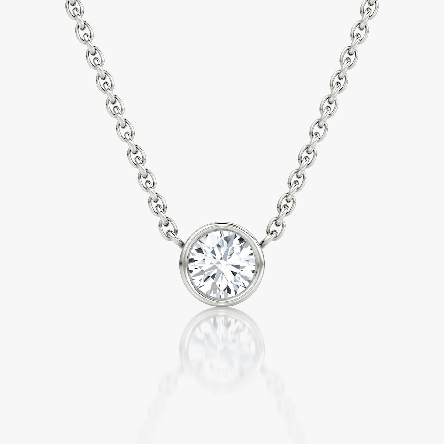 Bezel Solitaire Necklace | Round Brilliant | Sterling Silver | Carat weight: 1/3