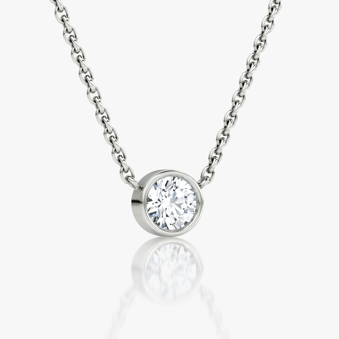 Bezel Solitaire Necklace | Round Brilliant | Sterling Silver | Carat weight: 1/3