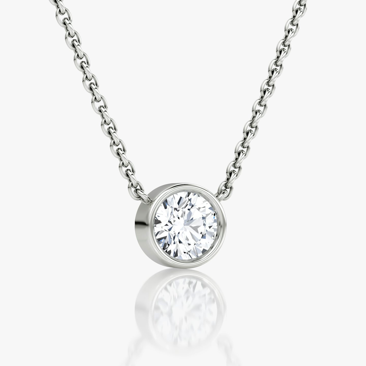 Bezel Solitaire Necklace | Round Brilliant | Sterling Silver | Carat weight: 1/2