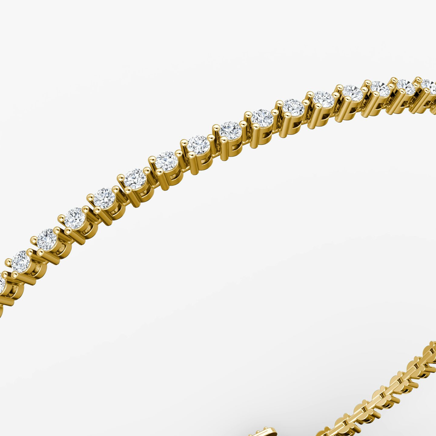 Bracelet Tiny Tennis | Rond Brillant | 14k | Or jaune 18 carats | Taille des diamants: Original | Longueur de la chaîne: 6