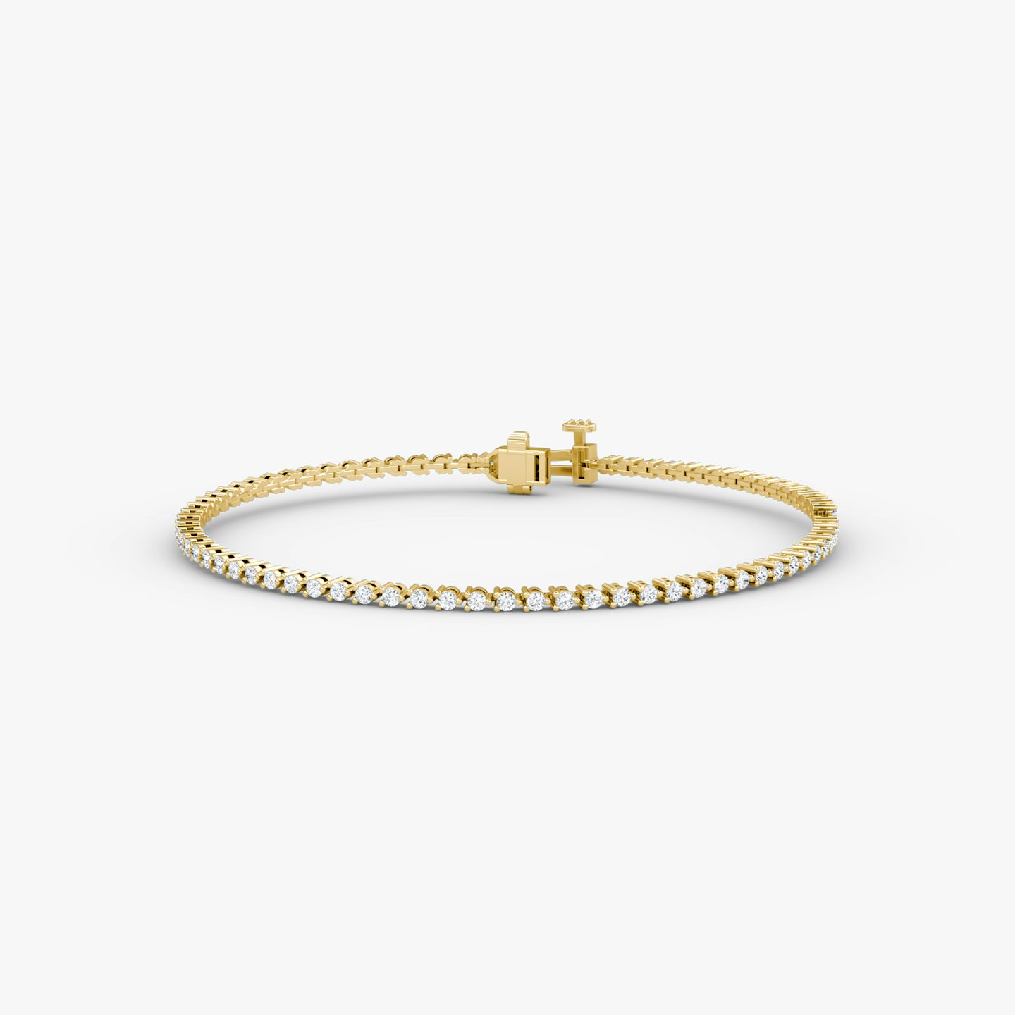 Tiny Tennis Bracelet | Round Brilliant | 14k | 18k Yellow Gold | Diamond size: Original | Chain length: 7.5