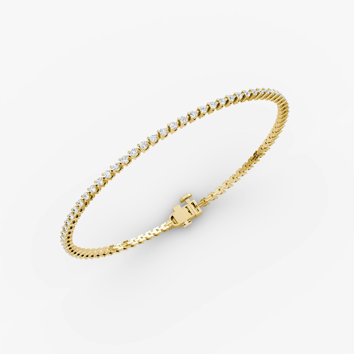 Bracelet Tiny Tennis | Rond Brillant | 14k | Or jaune 18 carats | Taille des diamants: Original | Longueur de la chaîne: 6