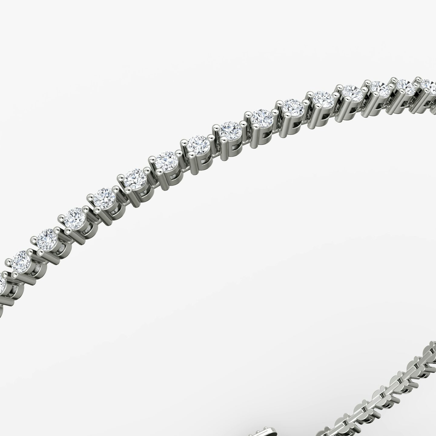 Bracelet Tiny Tennis | Rond Brillant | 14k | Or blanc 18 carats | Taille des diamants: Original | Longueur de la chaîne: 6