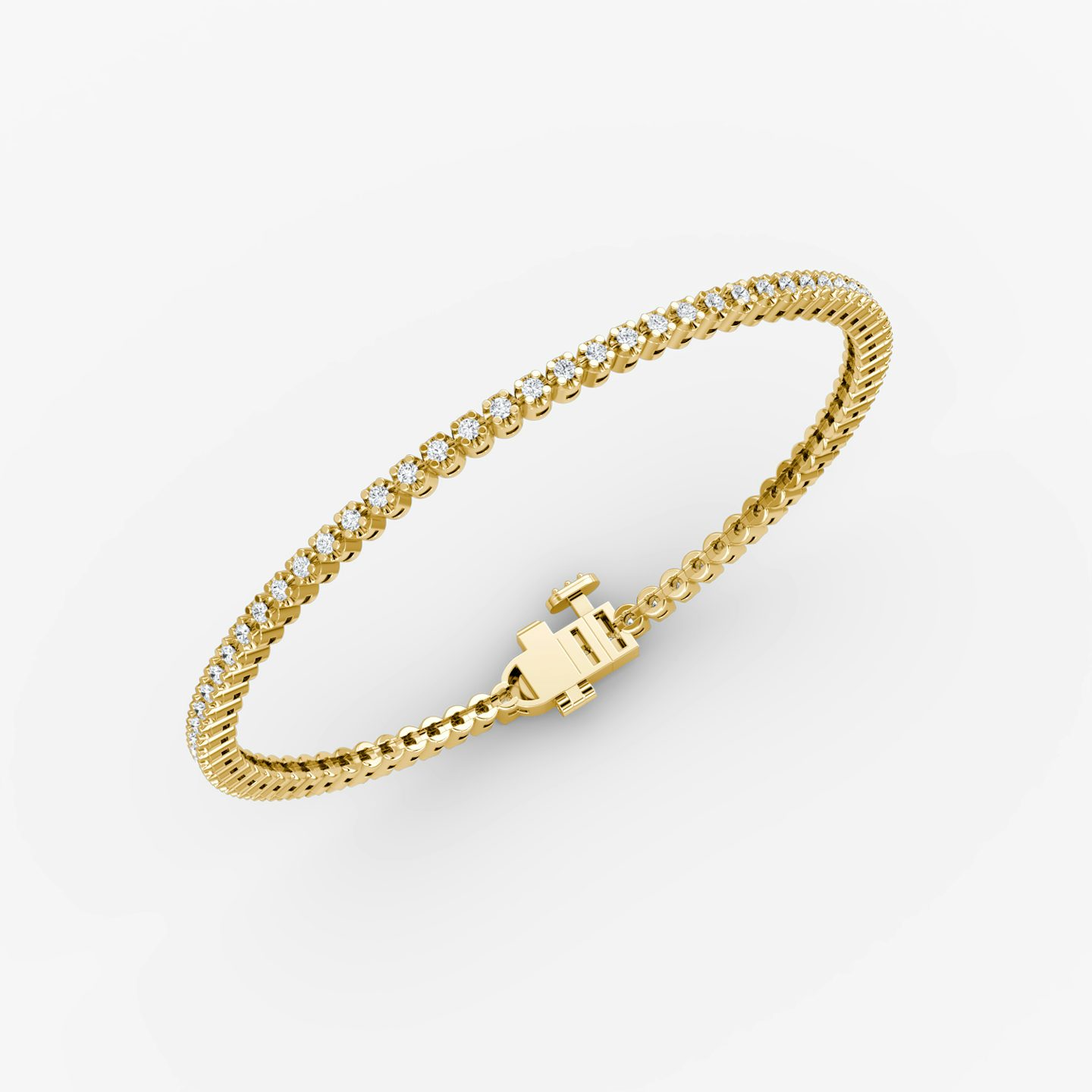 Tiny Tennis Bracelet | Round Brilliant | 14k | 18k Yellow Gold | Diamond size: Petite | Chain length: 7