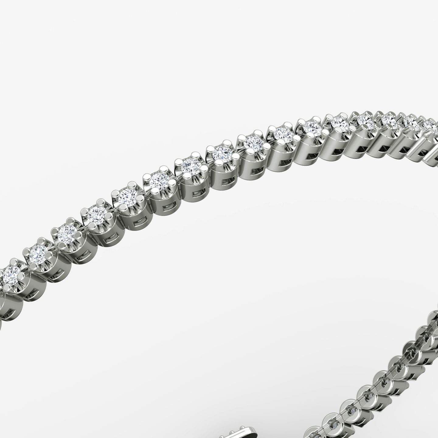 Bracelet Tiny Tennis | Rond Brillant | 14k | Or blanc 18 carats | Taille des diamants: Petite | Longueur de la chaîne: 6.5