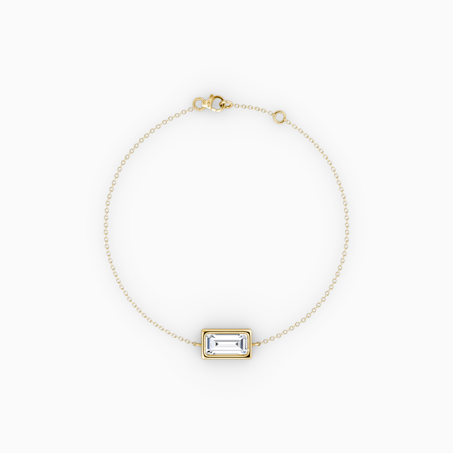 Bezel Solitaire Bracelet 14k Yellow Gold Baguette Cut 1 2 Carat Created Diamond