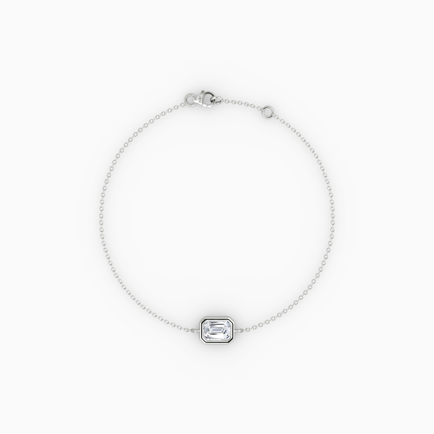 Bezel Solitaire Bracelet 14k White Gold Emerald Cut 1 4 Carat Created Diamond
