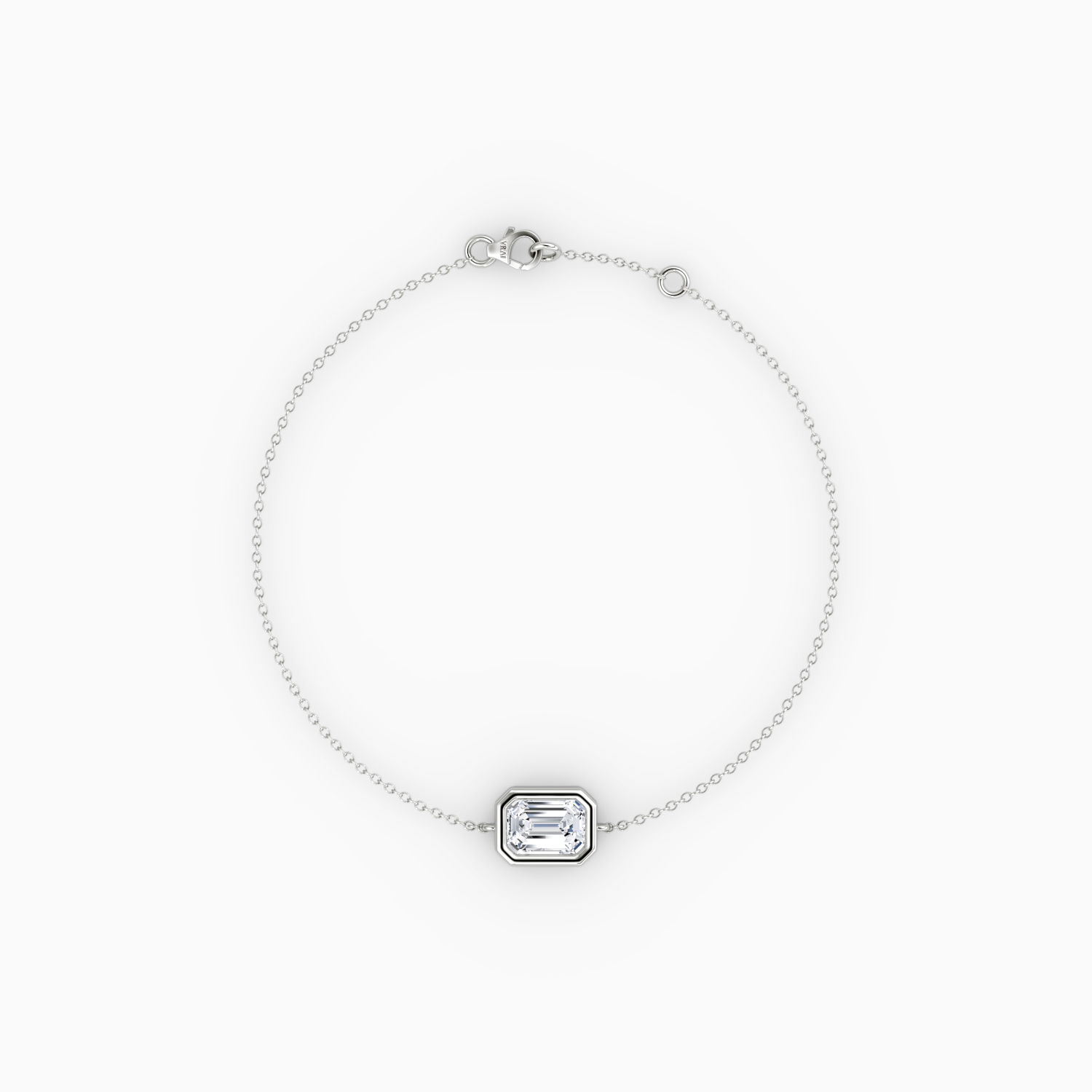Bezel Solitaire Bracelet 14k White Gold Emerald Cut 1 2 Carat Created Diamond