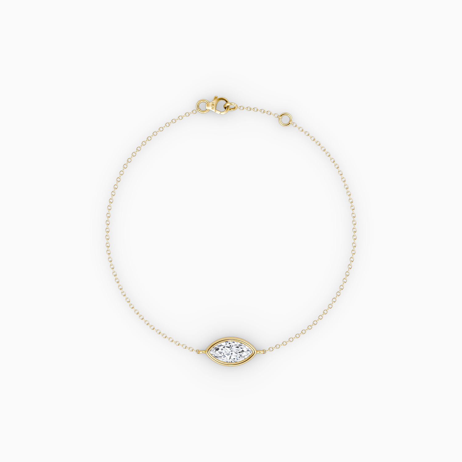 Bezel Solitaire Bracelet 14k Yellow Gold Marquise Cut 1 4 Carat Created Diamond