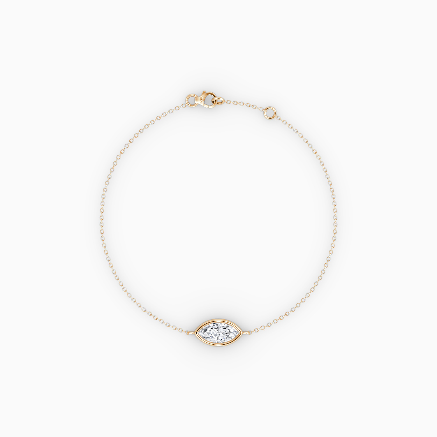 Bezel Solitaire Bracelet 14k Rose Gold Marquise Cut 1 4 Carat Created Diamond