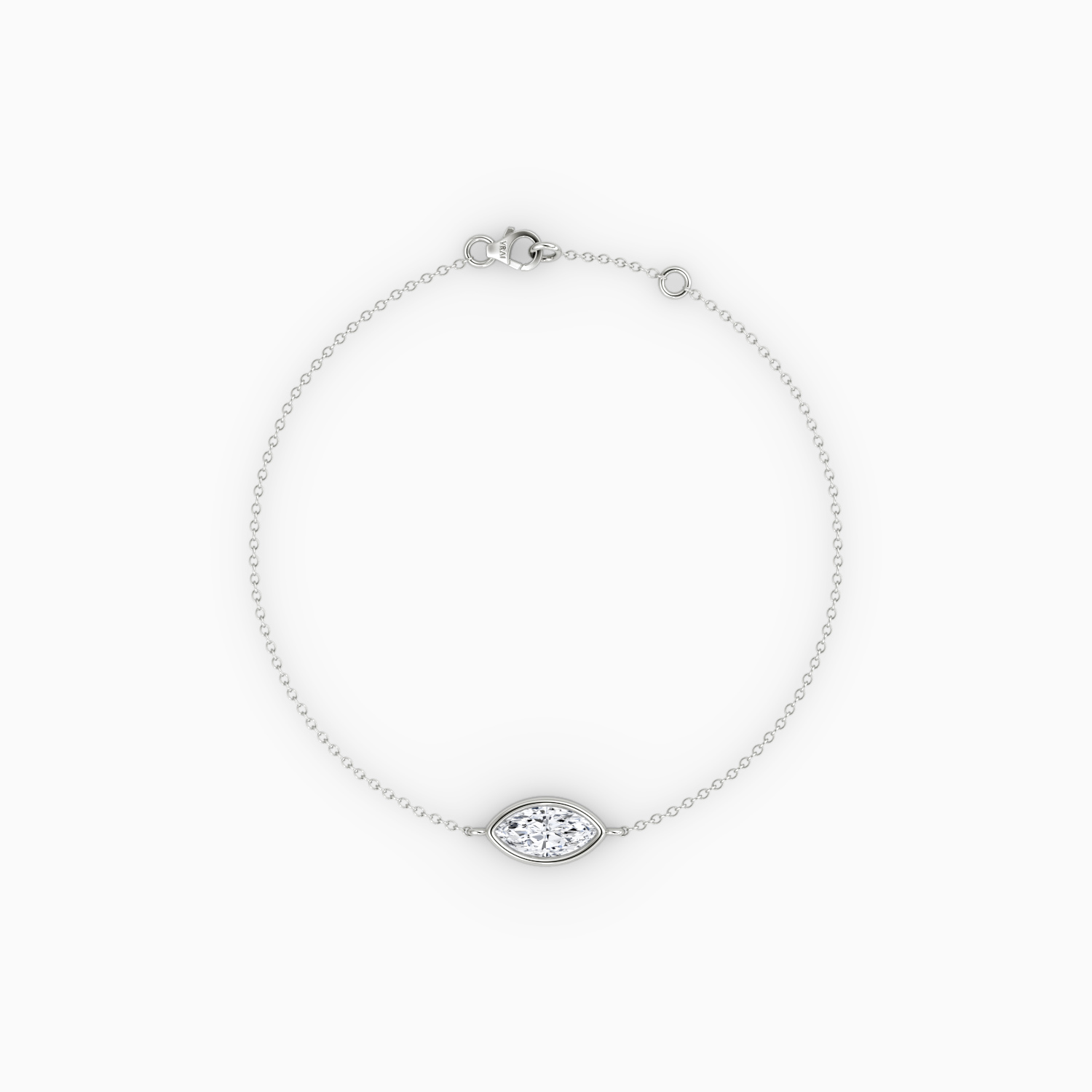Bezel Solitaire Bracelet 14k White Gold Marquise Cut 1 4 Carat Created Diamond