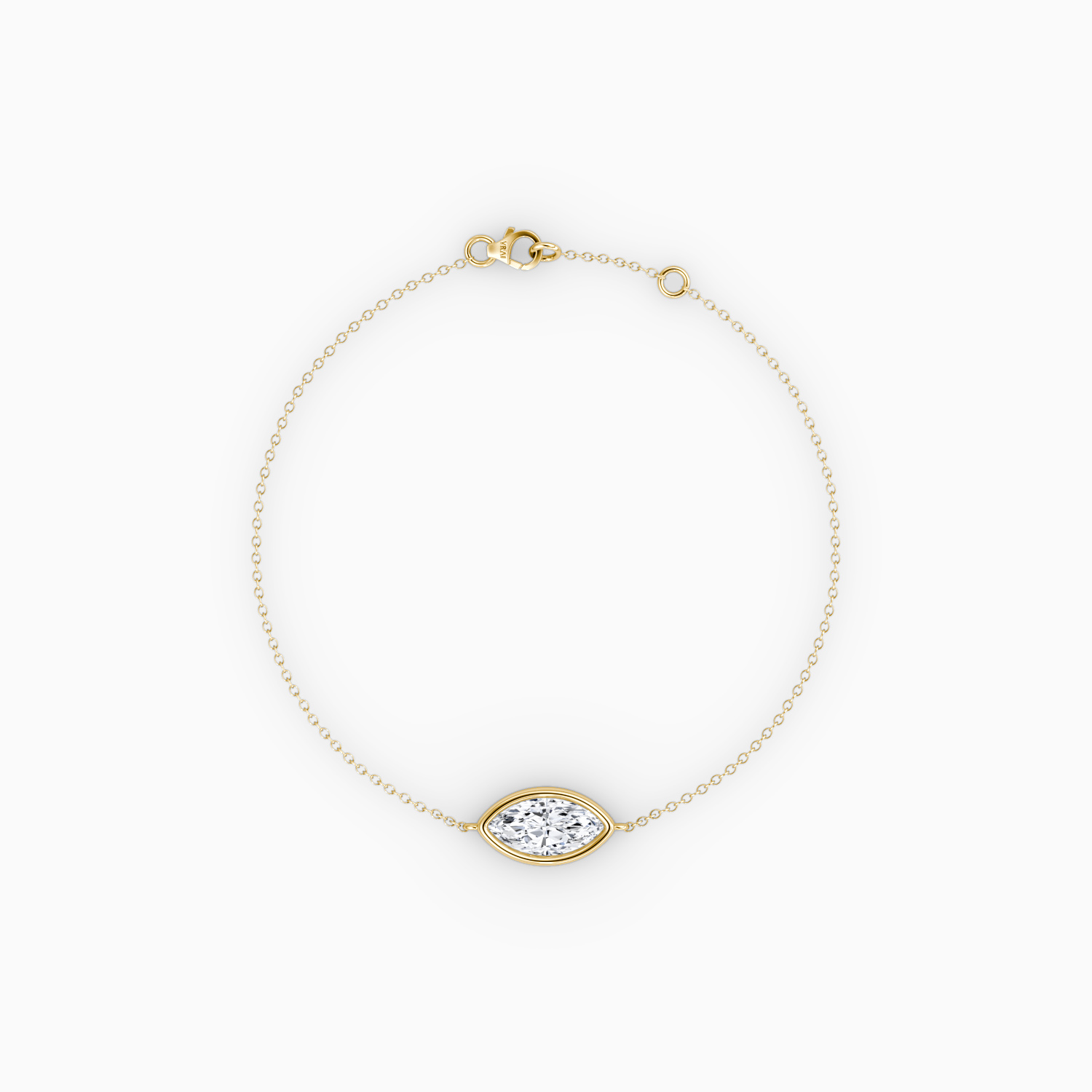 Bezel Solitaire Bracelet 14k Yellow Gold Marquise Cut 1 2 Carat Created Diamond