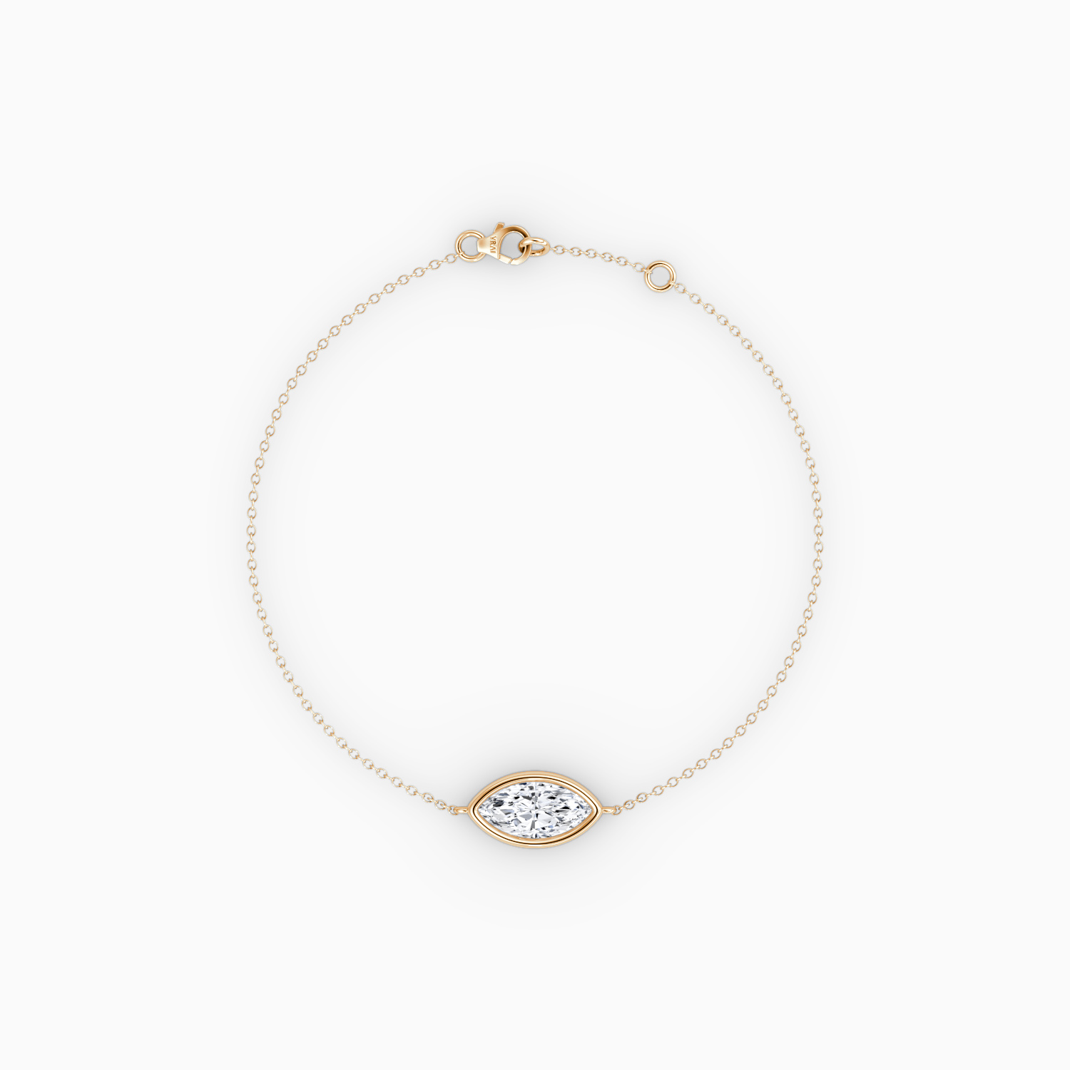 Bezel Solitaire Bracelet 14k Rose Gold Marquise Cut 1 2 Carat Created Diamond