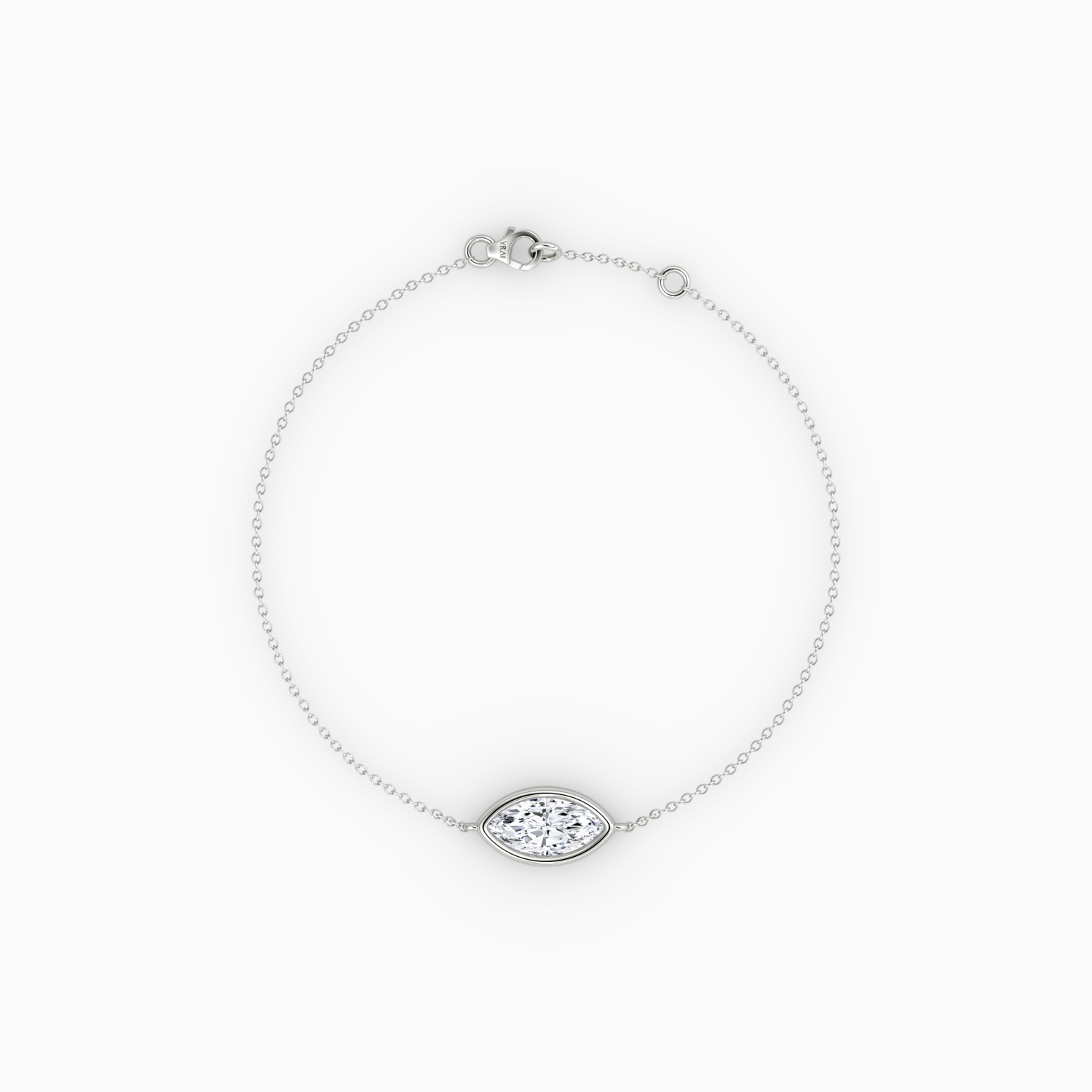 Bezel Solitaire Bracelet 14k White Gold Marquise Cut 1 2 Carat Created Diamond